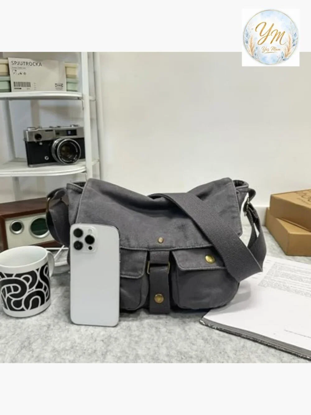Canvas Messenger Bag Crossbody Satchel Laptop Bag Work School